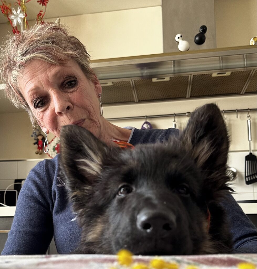 alt="Monika addestratrice cinofila ENCI con cane durante una sessione di addestramento positivo"